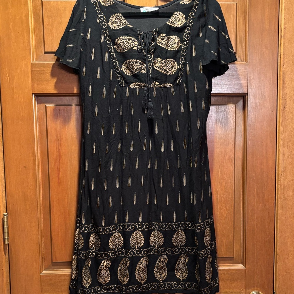 Lapogee  Boho Dress M Black/Gold